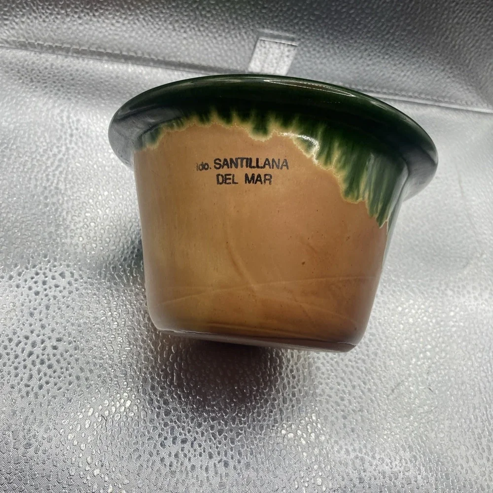 Vintage Santillana del Mar Spain Art Pottery Bowl Handmade Glazed Folk Ceramic